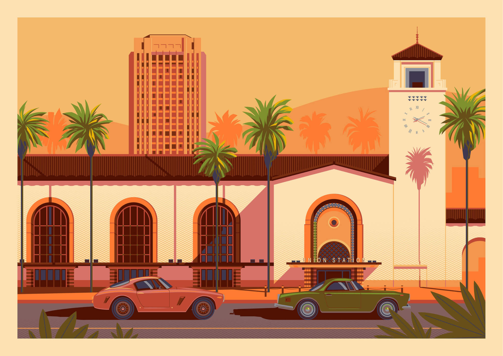 Ilustración de Los Ángeles - coloridas ilustraciones de George Townley